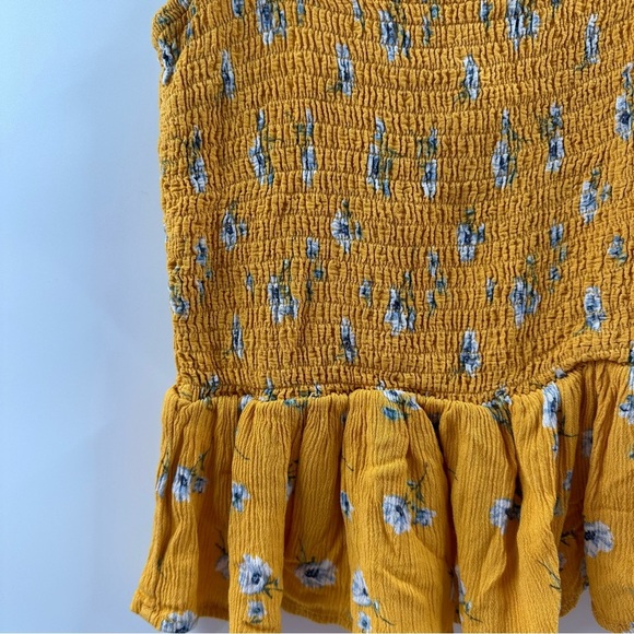 Forever 21 Yellow Floral Smocked Tank Top – Size Medium - Picture 2 of 5